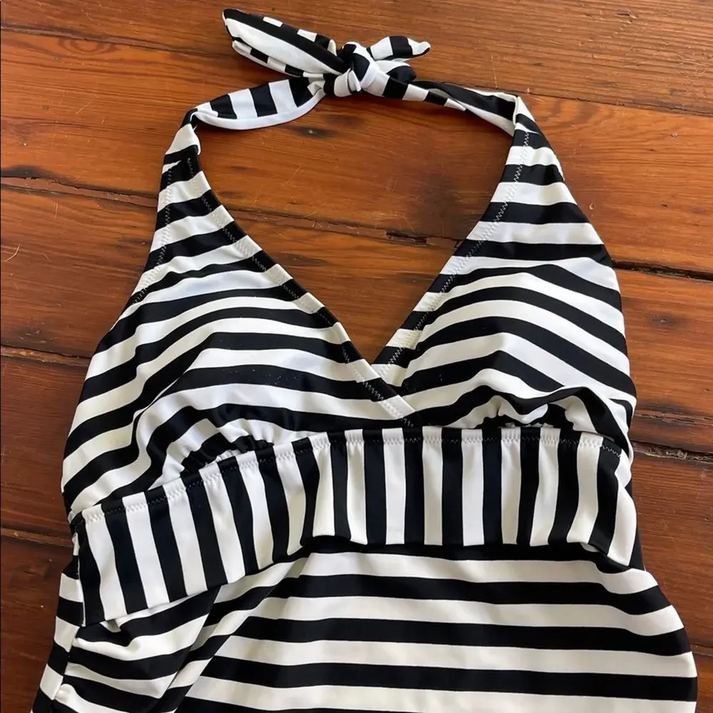 Motherhood striped V-neck maternity one piece swimsuit sz S
